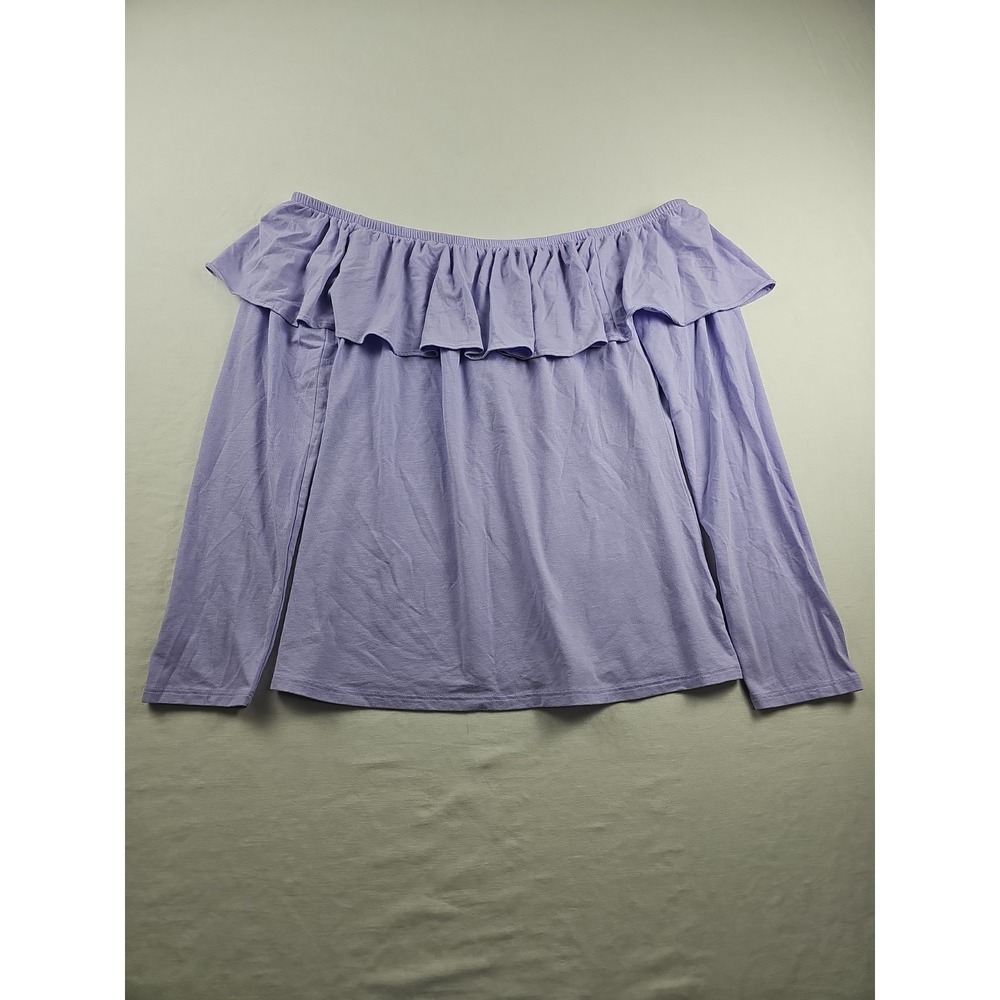 Lilly Pulitzer Augustus Off-Shoulder Top Long Sleeve Size M Purple